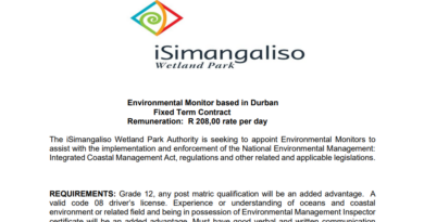 The iSimangaliso Wetland Park Authority is seeking to appoint Environmental Monitors (Remuneration: R 208,00 rate per day)